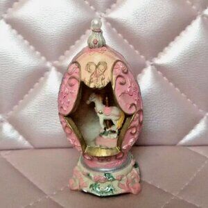 VINTAGE K’s Collection Easter Egg Pink Polymer Clay Style w/ Horse in Center